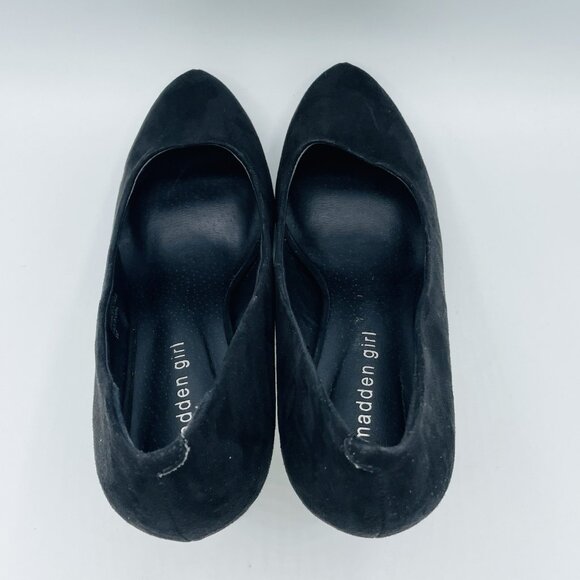 Madden Girl Shoes Womens Size 8.5 Black Faux Suede Heels Stiletto Slip On Pumps - Picture 8 of 11